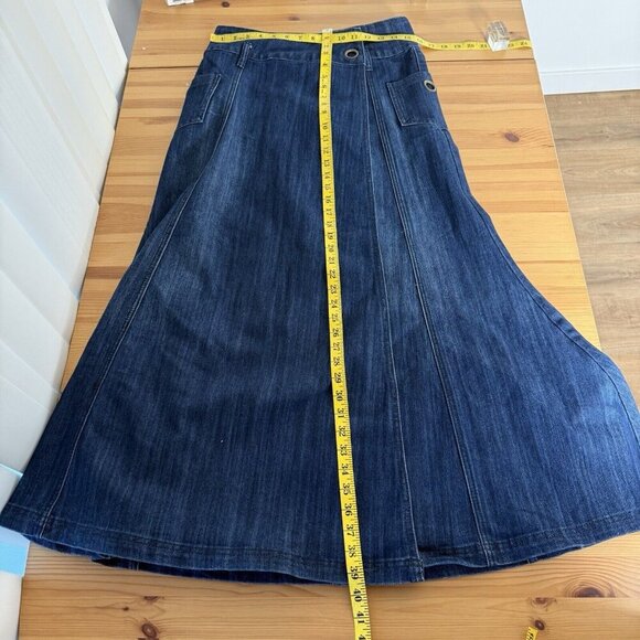 Womens Maxi Wrap Flare Skirt Denim Size 2 Boho Gorp - Picture 6 of 8